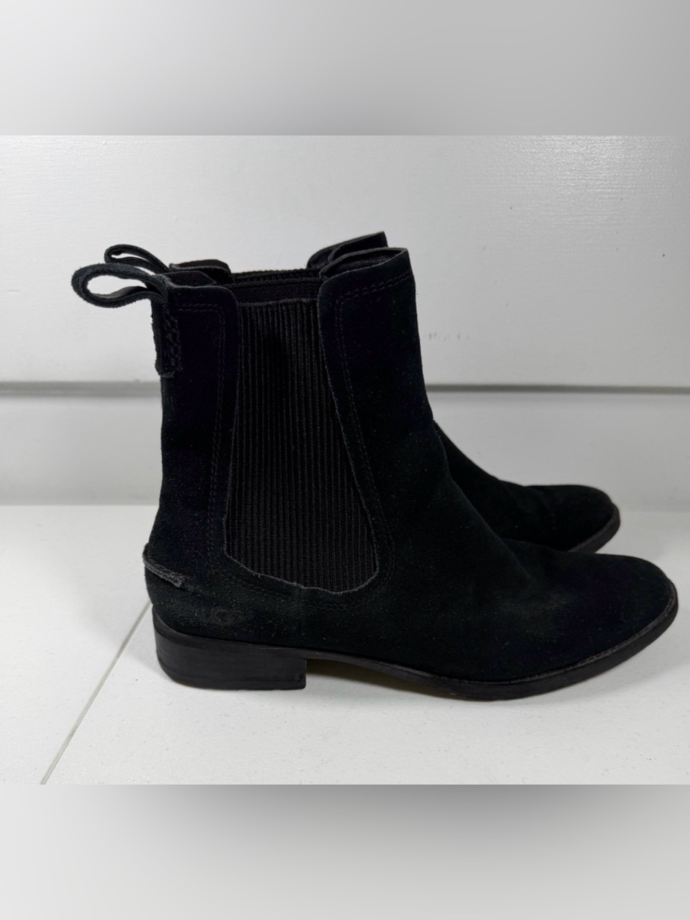 UGG Black Suede Chelsea Ankle Boots size 7.5